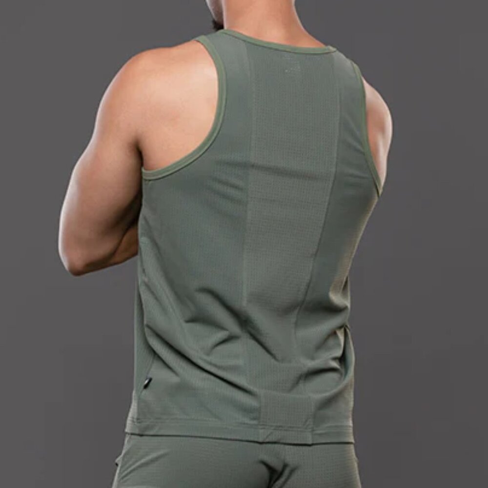 BUNDLE of Two Andrew Christian Breeze Mesh Gym Tank - Olive - Picture 2 of 3